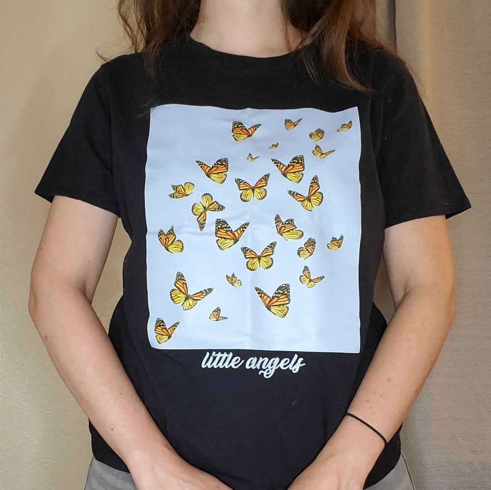 L Forever 21 black graphic t-shirt tee cotton